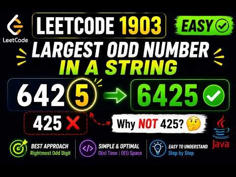 LeetCode 1903 | Largest Odd Number in String | Easy Java Solution