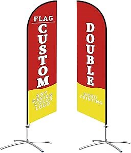 Custom Advertising Feather Flag with Aluminum Pole Kit and Stand Base 15FT 4.5M Personalized Your Own Logo/Design/Words - Customized Business Sign for Store Promotion Advertisement Open House