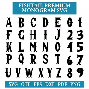 Fishtail Monogram SVG: Fishtail Alphabet Svg, Monogram Alphabet, Fishtail Font Alphabet for Cricut, Fancy Letter Cut Files(digital Download) - Etsy