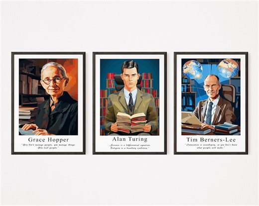 Computer Science Pioneers Art Prints: Hopper, Turing, Berners-lee (digital Download) - Etsy Canada