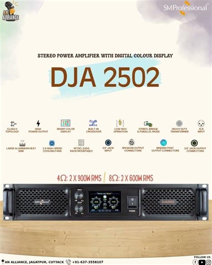 Studiomaster DJA 2502 – Stereo Power Amplifier with Digital Colour Display 🔥🔥