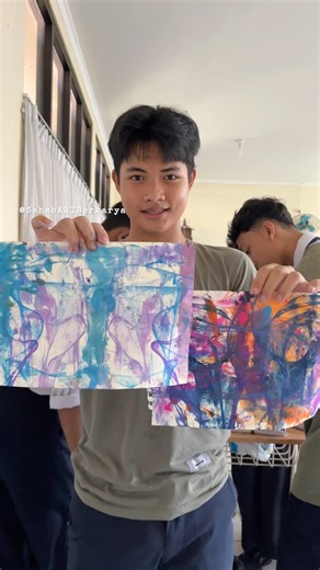 Hasil karya lukis abstrak anak SMP #painting #ayomelukis #abstractpainting