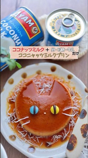 ココナッツミルク消費に！ココニヤッツねこプリンの作り方 #簡単レシピ #料理 #ココナッツミルク #プリンレシピ #ねこプリン #レシピ #ねこ好きさんとつながりたい