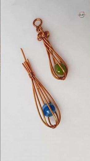 Wire wrapped stone without holes | Twisted drops cage pendant #shortsvideo #handmade #wireworks