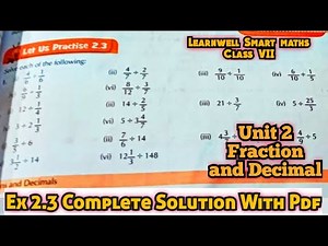 Learnwell smart Maths Class 7 Unit 2 Ex 2 .3 Solutions| Class 7 learnwell maths Ex 2.3 Solution Pdf