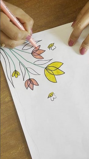 Easy Flower Design for Front Page | Step by Step 🌼 #border #coverpage #flowerdesign #frontpage