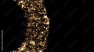 particles loop wide half circle frame Transparent Video. Gold frame, glittering circle animated on Transparent background Seamless loop