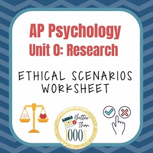 AP Psychology Unit 0 Research Review Ethics "Ethical Scenarios" Worksheet