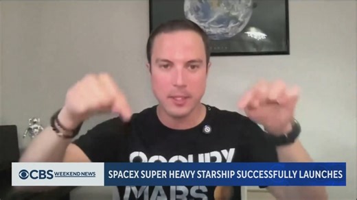 134K views · 2.9K reactions | SpaceX launched “Starship,” the most powerful rocket ever built – and caught the 232-foot first stage booster rocket with giant metal “chopsticks.” | CBS Evening News | Facebook