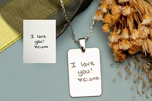 Custom Handwriting Necklace • Engraved Quote Jewelry • Personal Mantra Pendant • Motivational Gift • Keepsake Necklace for Her - Etsy