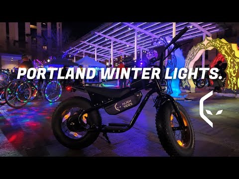 Portland Winter Lights Festival 2025 Group Bike Ride | ALIEN RIDES Atom Ebike POV RAW UNEDITED