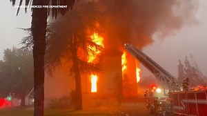 Historic building goes up in flames in Merced