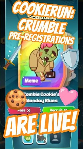 CookieRun: Crumble's Pre-Registrations ARE NOW OPEN! #Shorts #CookieRun #CookieRunCrumble #News