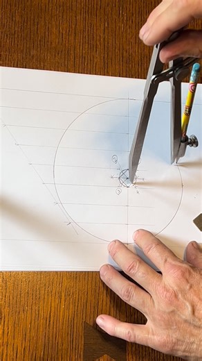 Brian Campbell on Instagram: "Volute layout: locating the points for swinging the first four 1/4 circle arcs of the and dancing around the eye. #practicalgeometry #carpentryskills #volutelayout #volutes #andreapalladio #fourbooksofarchitecture"