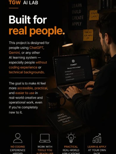 This project is designed for everyday users of AI tools like ChatGPT, Gemini, Claude, and other learning systems — especially people with little or no coding experience. The goal is simple: make AI more accessible, practical, and easier to use in real-world situations without requiring technical backgrounds or complex setup knowledge. A lot of people are interested in AI but quickly feel overwhelmed by prompts, settings, workflows, automation jargon, or the pressure to “learn to code” before the