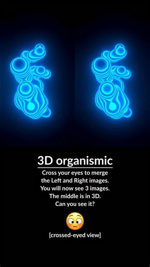 3D organismic Cross your eyes to merge the Left and Right images. You will now see 3 images. The middle is in 3D. Can you see it? 😳 [cross-eyed view] Parallel view version pinned in comments | Ben Greenberg