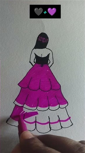 barbie dress colouring 🖤💜 #barbie #art #‪@dailyrangoli13‬ #shorts