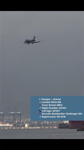 Private Jet Landing at Gibraltar-VistaJet (9H-VCM) #aviationdaily #straitofgibraltar