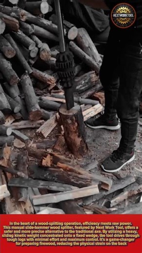 PRACTICAL TOOL:Slide Hammer Log Splitter with Manual Weight for Precise Wood Cutting#worktool#tool