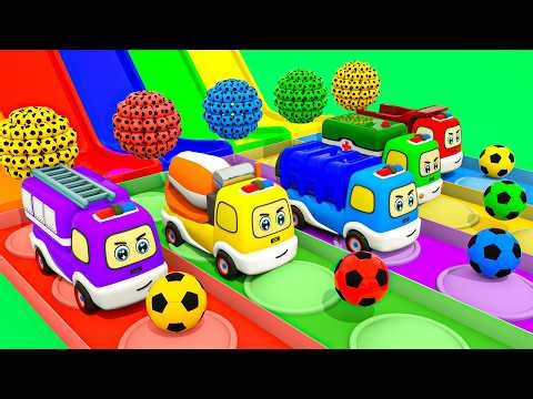Baby Shark simple kids song | Cars bouncing on Pop It! Learn Color with Fire Truck | Nursery Rhymes