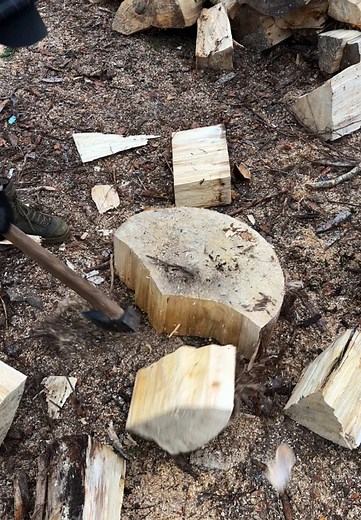 chopping a large log with an axe🪓#fyp #global #axe #woodworking #log
