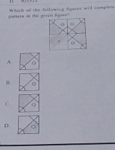 Whieb of the following figures will complete pattern in the giv... | Filo