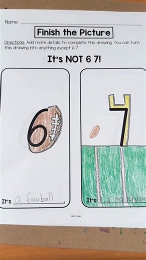 Carly and Adam on Instagram: "Happy Football Sunday! Get your students’ creativity flowing next week with a 6 7 creativity challenge. Comment “6 7” and we will send it to you! #creativitychallenge #elementaryteacher #sixseven #6seven"