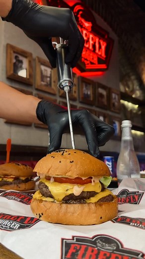 81K views | Cheese injection @fireflyburgerdubai | FireFly Burger Dubai | Facebook