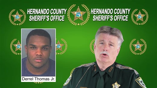Hernando County Sheriff Al Nienhuis provides an update on a shooting incident that occurred during the early morning hours of March 27th in the area of Berkley Manor Boulevard and U.S. 19 in Spring Hill. Derrel Thomas Jr. DOB/03-26-2000, was recently arrested and charged with two counts of Aggravated Assault with a Firearm in connection with this ongoing investigation. | Hernando County Sheriff's Office