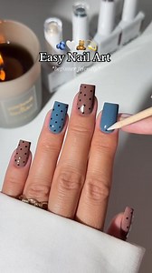 9.3K views · 41 reactions | Easy polka dot nail art for beginners 𢡄懶笠 shades used: ☕️ Espresso Elegance  Boo Jeans  Dark Dreams - #polkadotnails #nailart #nails #nailinspo #nailtutorial #squarenails #fallnails #autumnnails #gelpolish #nailboo | Nailboo | Facebook