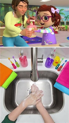 Hand Washing Split Screen 🧼 #HealthyHabits #CoComelon