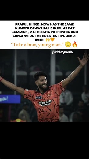 “Take a bow, young man.” 🫡🧡🔥 #PrafulHinge #ipl2026 #srh #rrvssrh #cricketlovers #viral #explore