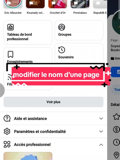 Comment modifier le non de sa page