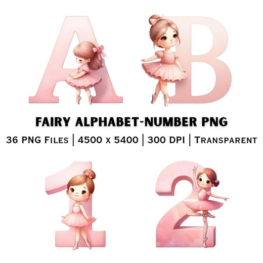 Fairy Alphabet PNG A Z Numbers 0 9 Fantasy Letters | Kids Learning Clipart | Printable Pack - Etsy