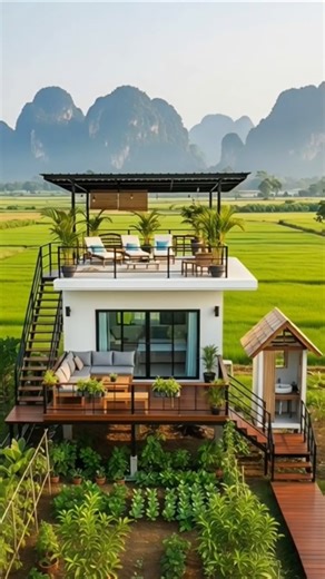 [456]บ้านสวนโมเดิร์นหลังเล็ก 1 ห้องนอน พร้อมดาดฟ้ากับบรรยากาศหลักล้าน #บ้านสวนแสนสุข #บ้านสวน