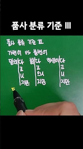 등교할 때 잠깐 보는! 문법 개념 45 - 품사 분류 기준3 #품사#단어의분류#형태에따른분류