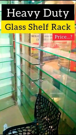 Heavy Duty Glass Shelf Rack with steel pipe for Shop & showrooms