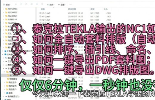 泰克拉TEKLA输出的NC1文件如何导入并进行全自动套料排版再输出标准G代码切割指令和PDF/DWG套料排版图呢