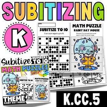 Kindergarten Subitizing Numbers 1–10 Cut & Paste Puzzles | Rainy Day