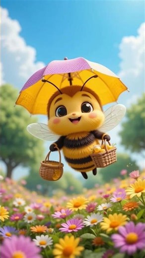 So Cute! Little Bee in Garden 🐝😍 #shorts #viralshorts #yotubeshorts #cartoon #viral #littlebee