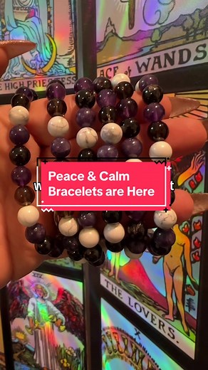 Our Peace & Calm Bracelets were designed to limit anxiety. Stabilizing and grounding garnet, smoky quartz to transmute excess energy, howlite to calm overthinking, lepidolite to reduce stress & amethyst to foster peace (and add protection too). We had these custom made & super excited about them. #tiktokshop #amityvilleapothecary #crystalsforbeginners #anxietyrelief #spiritualawakening #crystalbracelet