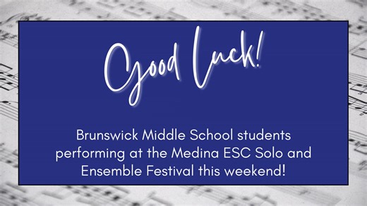 Let's give a big shout-out to the 38 talented Brunswick Middle School students who are gearing up to showcase their musical skills at the Medina County Solo & Ensemble Festival tomorrow! We are so proud of the hard work and dedication these students have put into perfecting their craft and representing our school district. We wish them all the best as they take the stage and share their musical talents with the world! #BrunswickPRIDE #JourneyOfABlueDevil | Brunswick City Schools