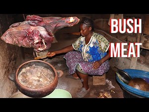 HOW TO PREPARE BUSH MEAT| FRYING BUSH MEAT IN THE VILLAGE | NIGERIA BUSH MEAT...