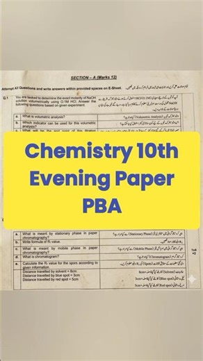 Chemistry Class 10 Evening Paper PBA FBISE $ #fbise
