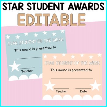 Printable Boho Star Student of the Week Awards, Star Student Certificates