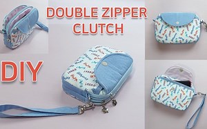 DIY Double zipper purse_双拉链手拿包钱包手机袋