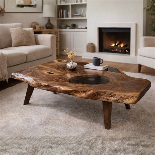 Live Edge Coffee Table - Vintage Style Side Table - Solid Wood Walnut Coffee Table- Handcrafted Reclaimed Farmhouse Centerpiece Living Decor - Etsy Canada