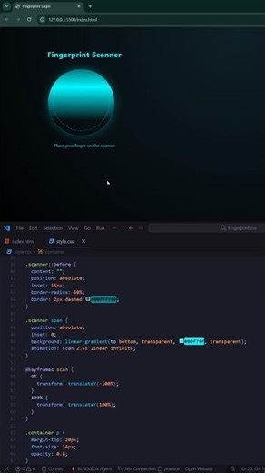 Fingerprint Login Animation 🔥 | HTML CSS Only 😱 #shorts