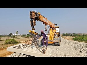 How to railway track sleepers installation with cranes