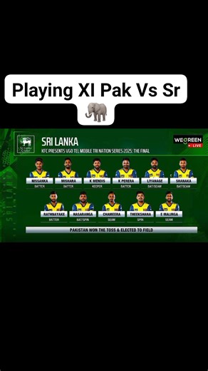 Playing Xi: Pakistan vs Sri Lanka Tri-series 2025 Final #PAKvSL #Pakistan #triseries2025 | ایم ایج ملک | Facebook